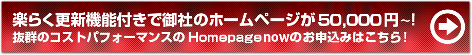 楽らく更新機能付きで御社のホームページが14,800円～。抜群のコストパフォーマンスのHomepage nowのお申込みはこちら！