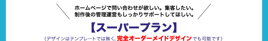 ホームページで問い合わせがほしい。集客したい。制作後の管理運営もしっかりサポートしてほしい。【スーパープラン】（デザインはテンプレートでは無く、完全オーダーメイドでも可能です。）